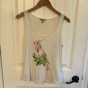 Women's Banana Republic Cream Parrot Print Tank Top